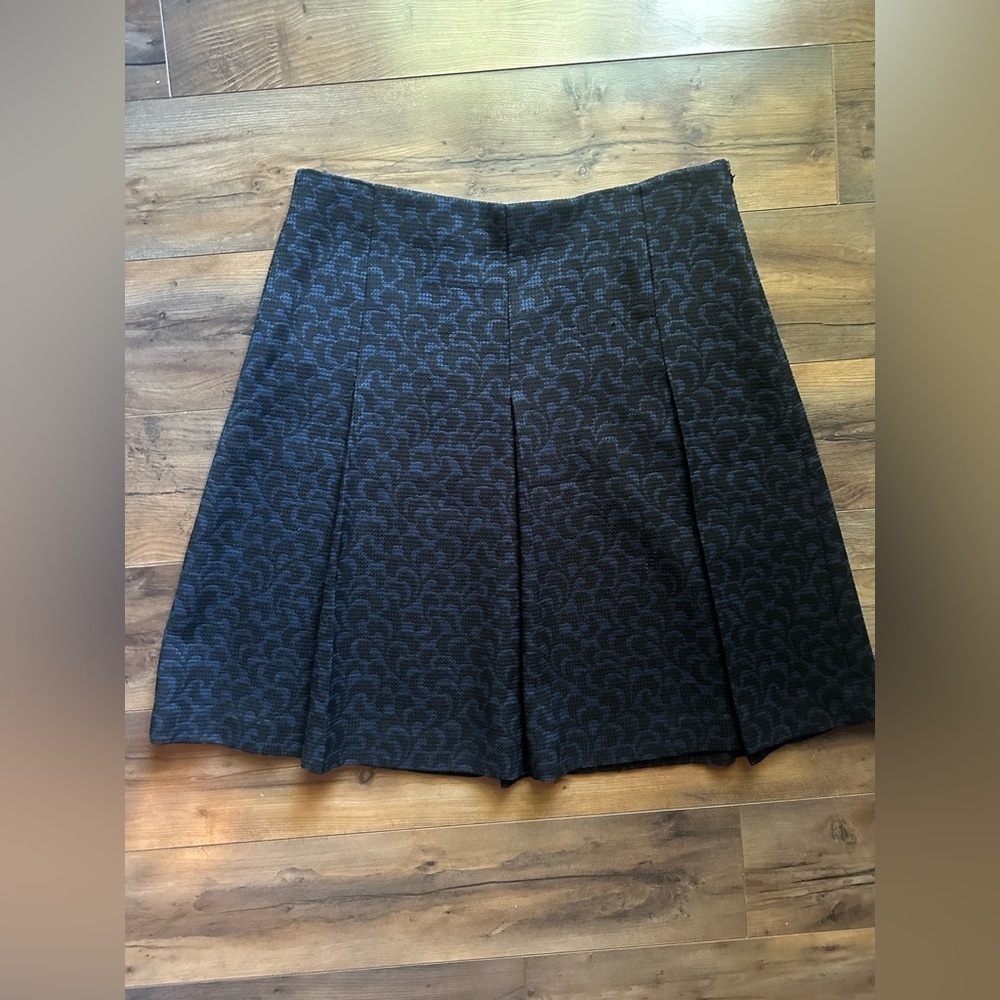 LOFT Textured Jacquard A-Line Skirt | Size 12 | Navy & Black
